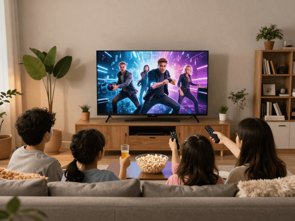 Profitez de moments de divertissement en famille avec Iron TV dans votre salon moderne.
