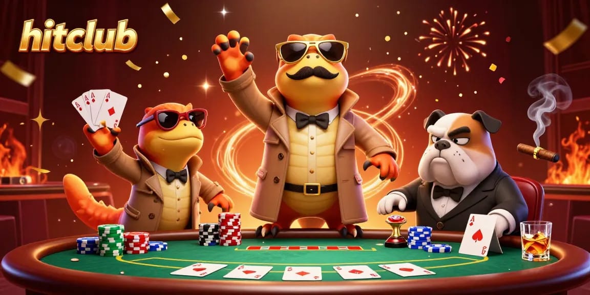 Experience hitclub's thrilling VIP lounge with cartoon raptors in a trench coat gambling.