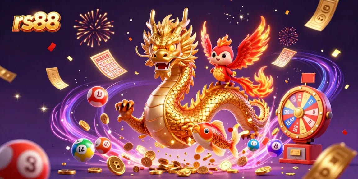 Experience winning excitement with rs88 through a rich 3D casino scene featuring dynamic game elements.